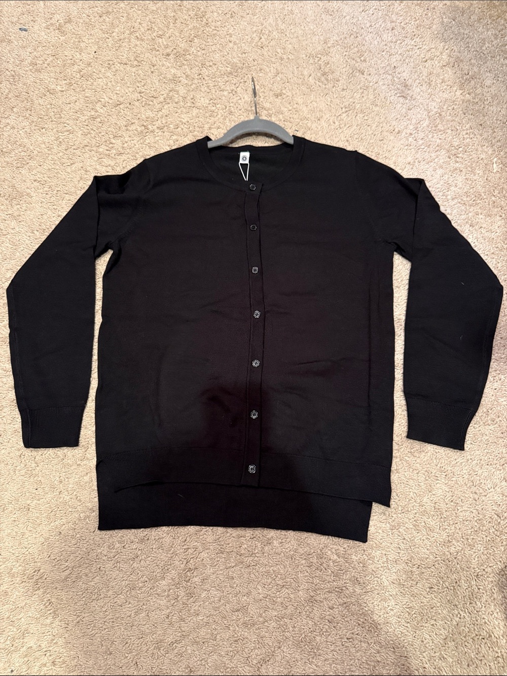 Upvlove Black Button-Front Crewneck Cardigan